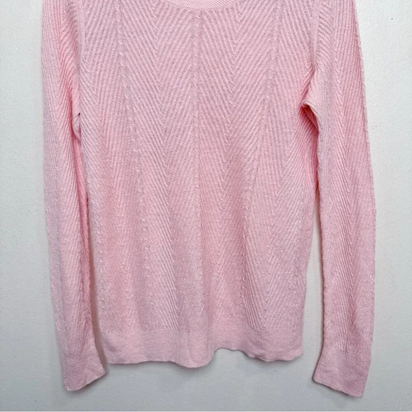 Banana Republic Womens Medium Light Weight  Crew Neck Cable Knit Chervon Sweater - Picture 5 of 15